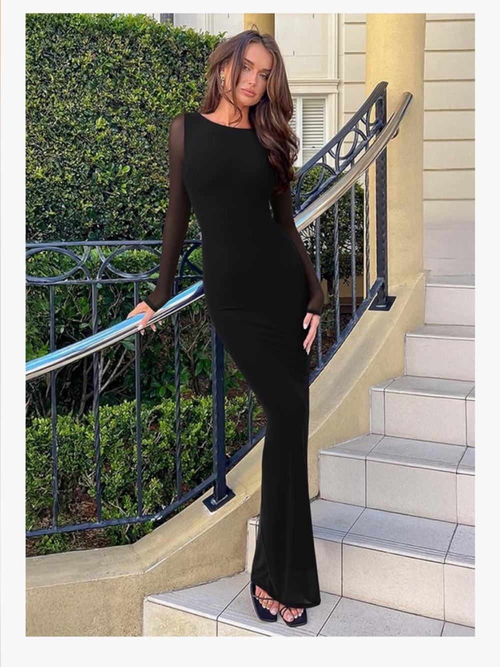 ReoRia Black Spring Mesh Sheer Long Sleeve Dress. size Small